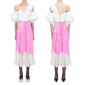 NWT Self-Portrait Lace Printed Silk Slip Skirt